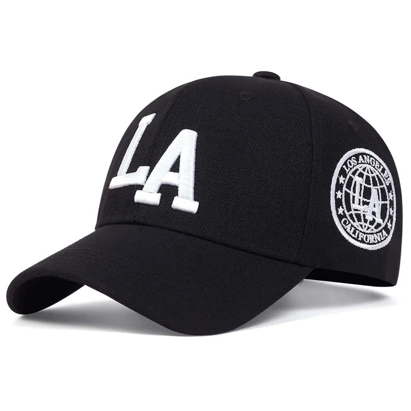 Casquette de baseball unisexe brodée avec lettres « La » pour le printemps et l'automne, chapeau décontracté réglable pour l'extérieur, chapeau de protection solaire