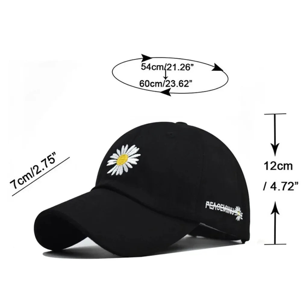 Baseball Cap for Women Men's Little Daisy Embroidery Hat Cotton Soft Top Caps Casual Outdoor Sun Shading Embroidered Hats Gorras
