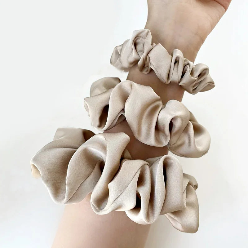 Silk Scrunchie Elastic Hair Bands Solid Color Women Girls Headwear Fashion Headband Ponytail Holder Hair Accessories