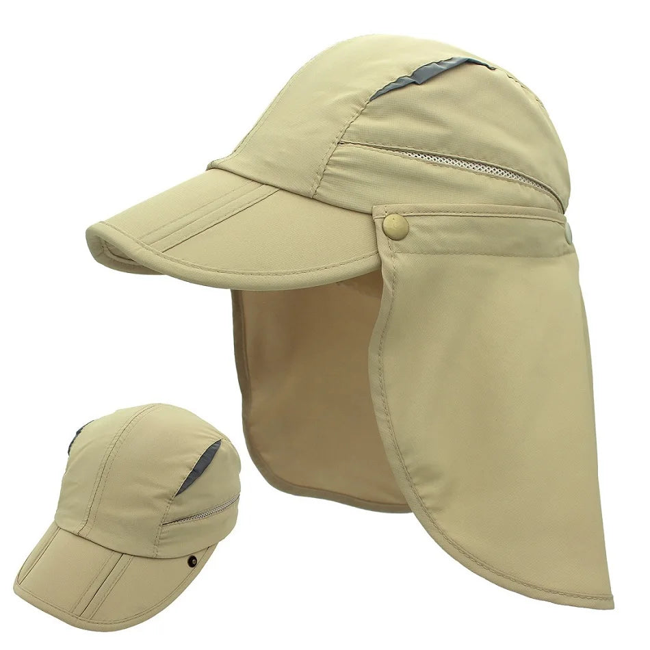 Casquette de protection solaire UPF 50+ pour enfants et garçons, chapeau de pêche réglable et amovible à séchage rapide avec rabat pour le cou