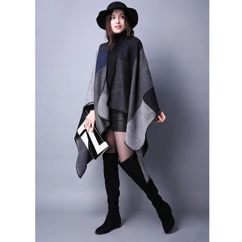 Luxus Marke Geometrische Poncho 2024 Kaschmir Schals Frauen Winter Warme Tücher und Tücher Pashmina Dicke Capes Decke Femme Schal