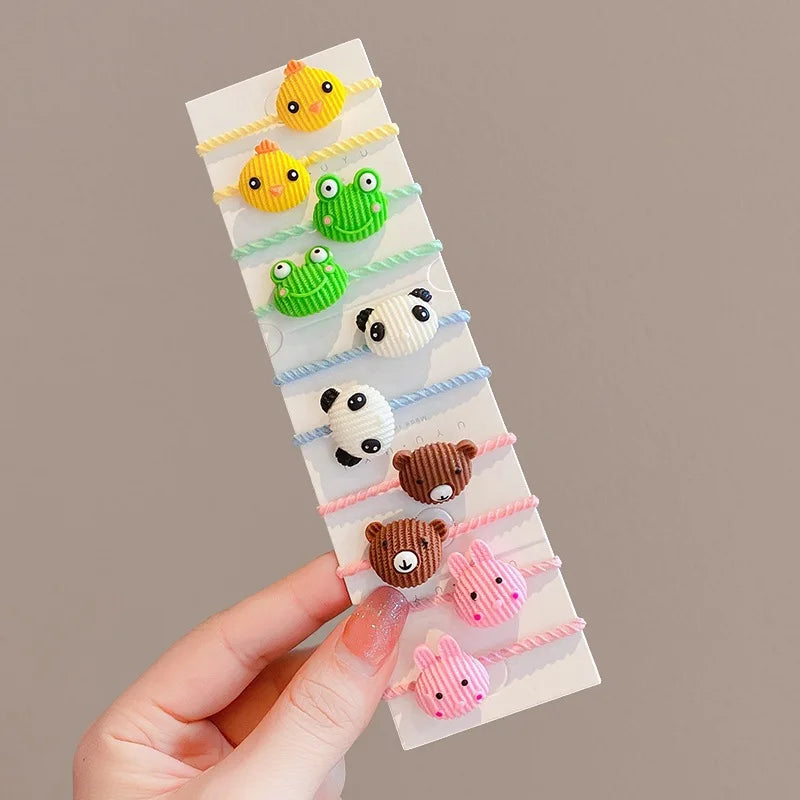 40PCS/10PCS Hair Accessories For Girl Elastic Hair Bands Cute Flowers Style Hair Ring Children Birthday Party Headdress Headwear