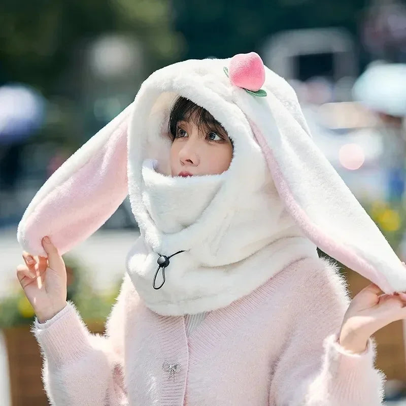 Couvre-casque de ski avec oreilles de lapin, confortable et doux, idéal pour l'hiver, idéal pour les filles et les femmes