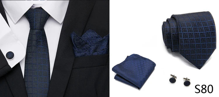 Newest style Green Tie For Men Holiday Present Tie Pocket Squares Set Necktie Striped Wedding Accessories Man