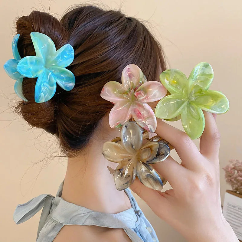 Acrylic Flower Hair Clip for Women Sweet Fresh Texture Hair Claws Clips Trendy Hair Accessories Girl Hairpin Korean Headwear