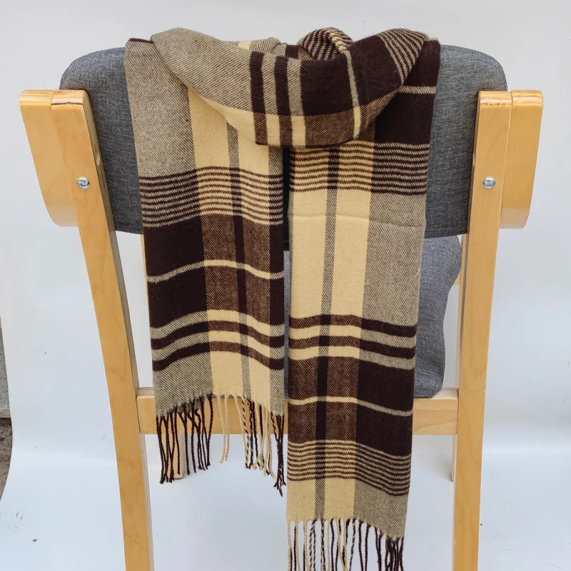 Women Winter With Tassel Color Lattice Cashmere Scarves Thinker Warm Female Shawl Hot Sale Men Autumn Long Couple 180*35cm