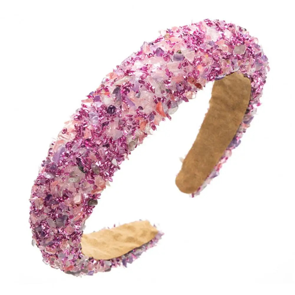 Women Headband Artificial Crystal Embellished Wide Band Headwear Elastic Anti-slip Luxury Fashion Ladies Hair Hoop Accessories