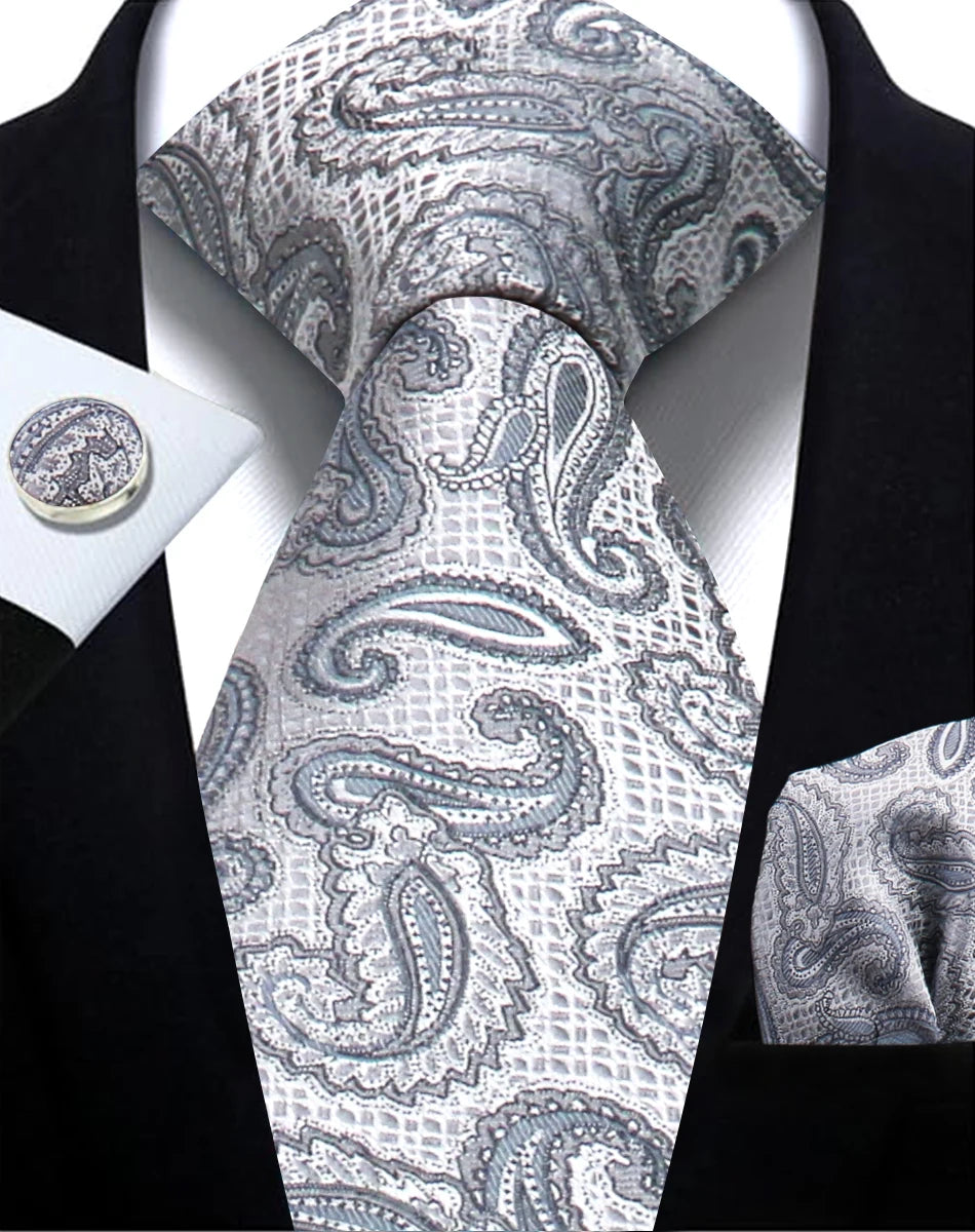 Cravate homme Paisley Jacquard tissé 8 cm formelle affaires mariage cravate poche carré ensemble costume cravate haute qualité fait main Gravata