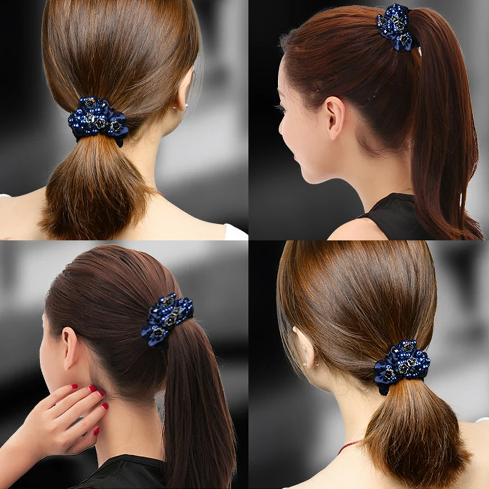 Élastiques à cheveux en perles de cristal pour femmes, élastiques brillants pour queue de cheval, bandeau en caoutchouc souple, accessoires pour cheveux au quotidien