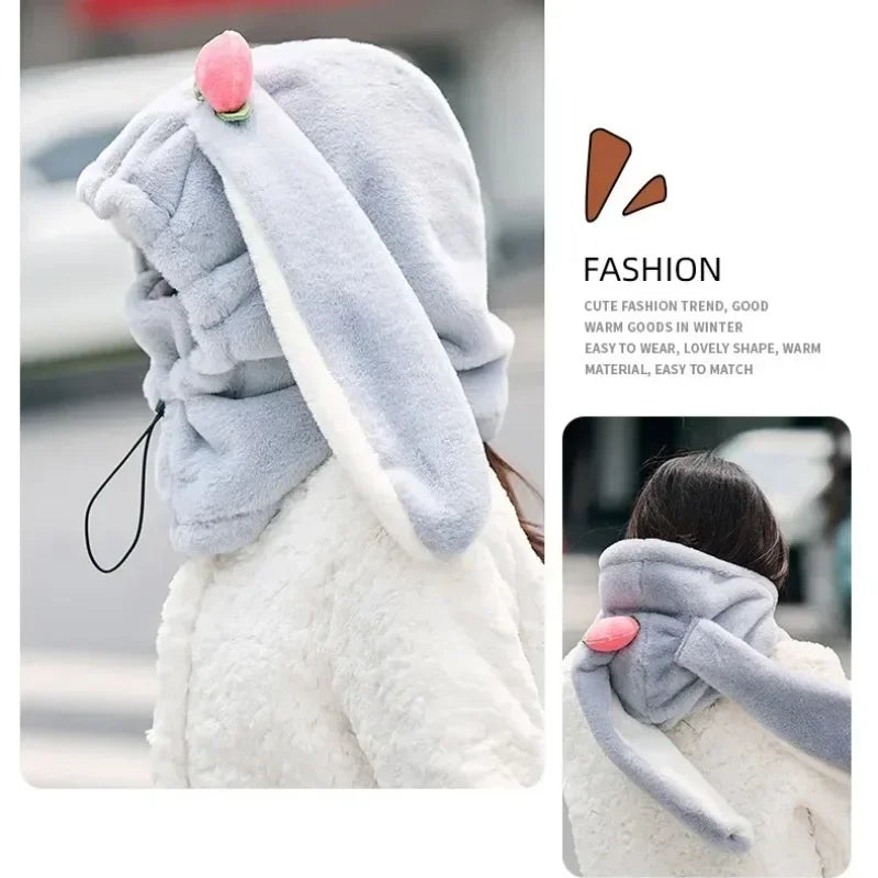 Couvre-casque de ski avec oreilles de lapin, confortable et doux, idéal pour l'hiver, idéal pour les filles et les femmes