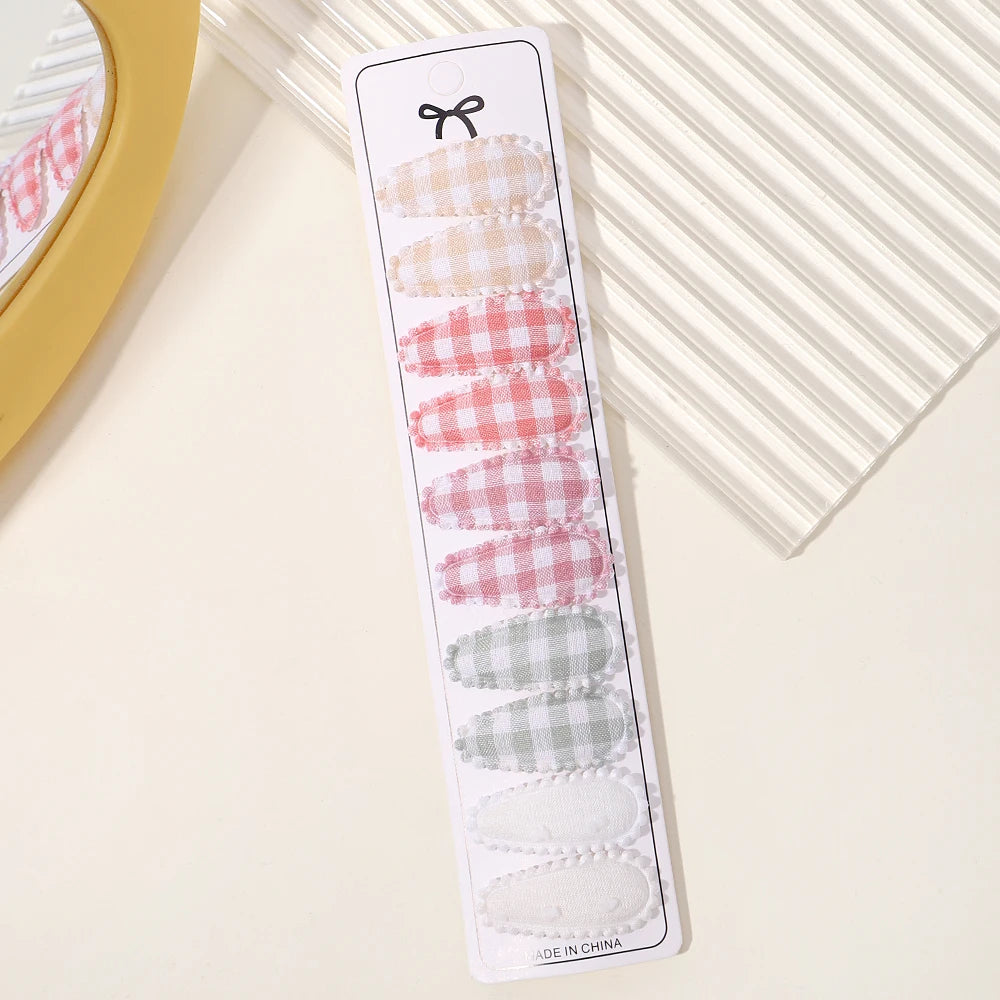 Lot de 10 barrettes à cheveux en forme de goutte d'eau, 5,6 cm, avec broderie imprimée, pour filles mignonnes, épingles à cheveux, couvre-chefs, accessoires pour cheveux pour enfants