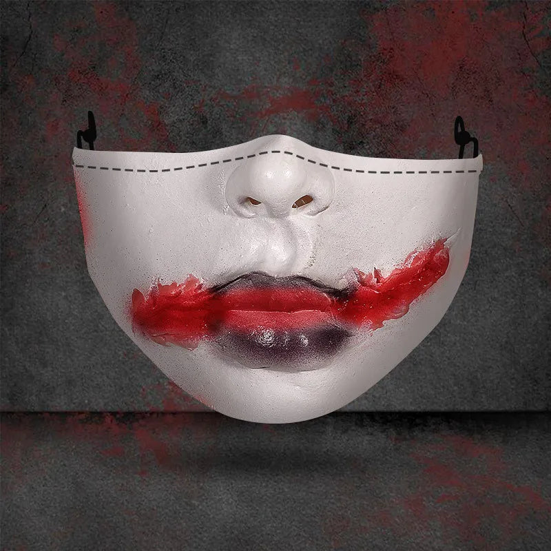 1 masque anti-poussière filtre adulte grande bouche masques faciaux 3D mascara Halloween masculin réutilisable lavable masque de clown mascara divertida
