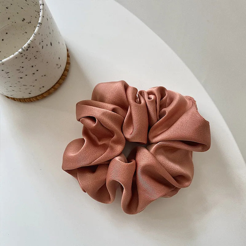 Elegant Silk Elastics Hair Band Solid Color Scrunchies for Women Girl Ponytail Holder Hair Rope Korean Hairband Hair Accessoires