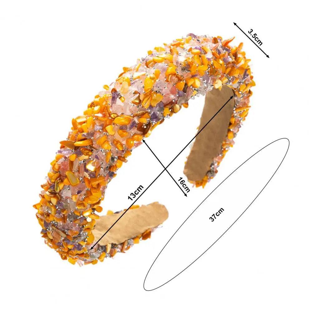 Women Headband Artificial Crystal Embellished Wide Band Headwear Elastic Anti-slip Luxury Fashion Ladies Hair Hoop Accessories