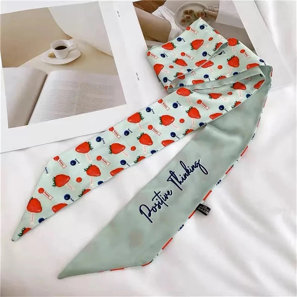 Foulards pour cheveux pour dames, cordes, cravates, bandeaux, rubans pour femmes, foulards étroits, longs, petits foulards, imprimés à faire soi-même, sac en satin, poignet