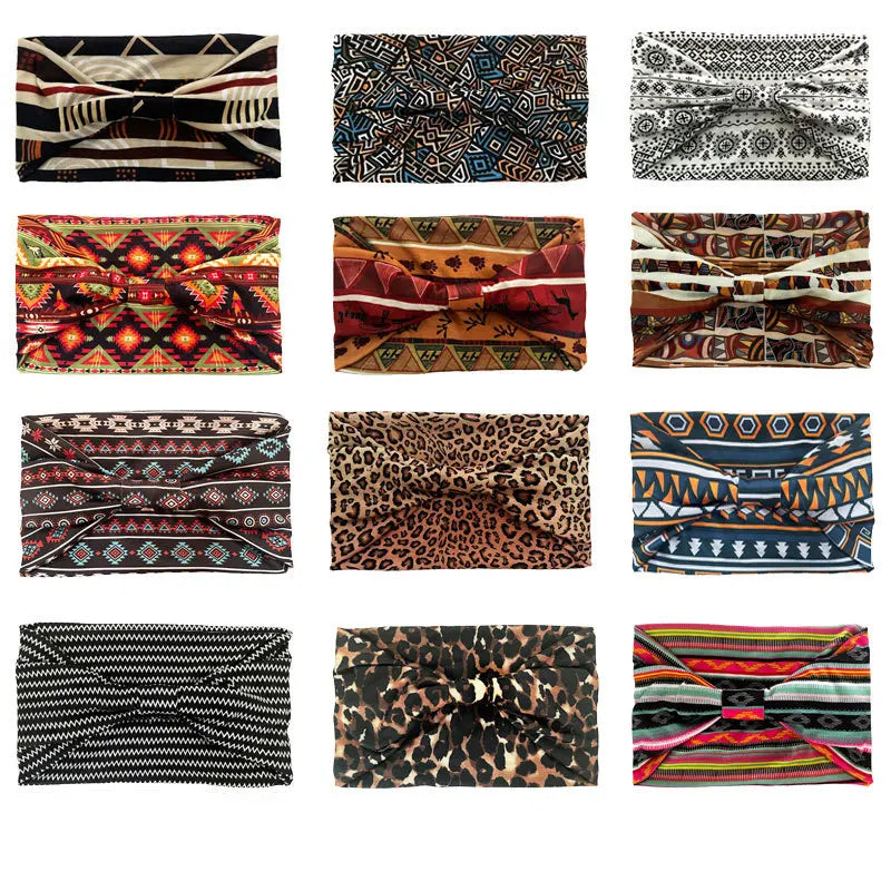 Boho Headbands For Women Fashion Wide Headscarf Bohemian Yoga Workout Head Bands Hair Accessories Band