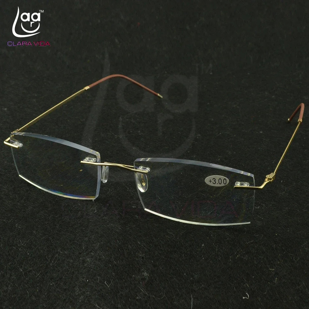 Titanium Frame Ultra Light Memory Gold Frame Coating Lenses Men Women Rimless Reading Glasses 0.75 1 1.5 1.75 2 2.25 To 4