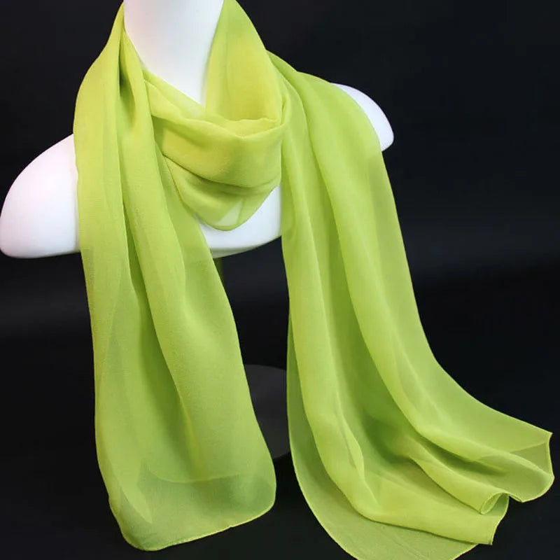 Korean Solid Chiffon Transparent Travel Holiday Beach Towel Women's Silk Scarf Female Summer Thin Long Sunscreen Shawl V10