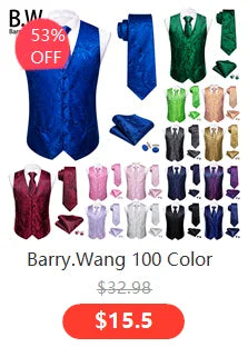 Barry.Wang Nouveauté Soie Hommes Cravate Mouchoir Boutons de Manchette Ensemble Jacquard Animal Dinosaure Chauve-Souris Gravat Cravate Pour Homme Mariage Affaires