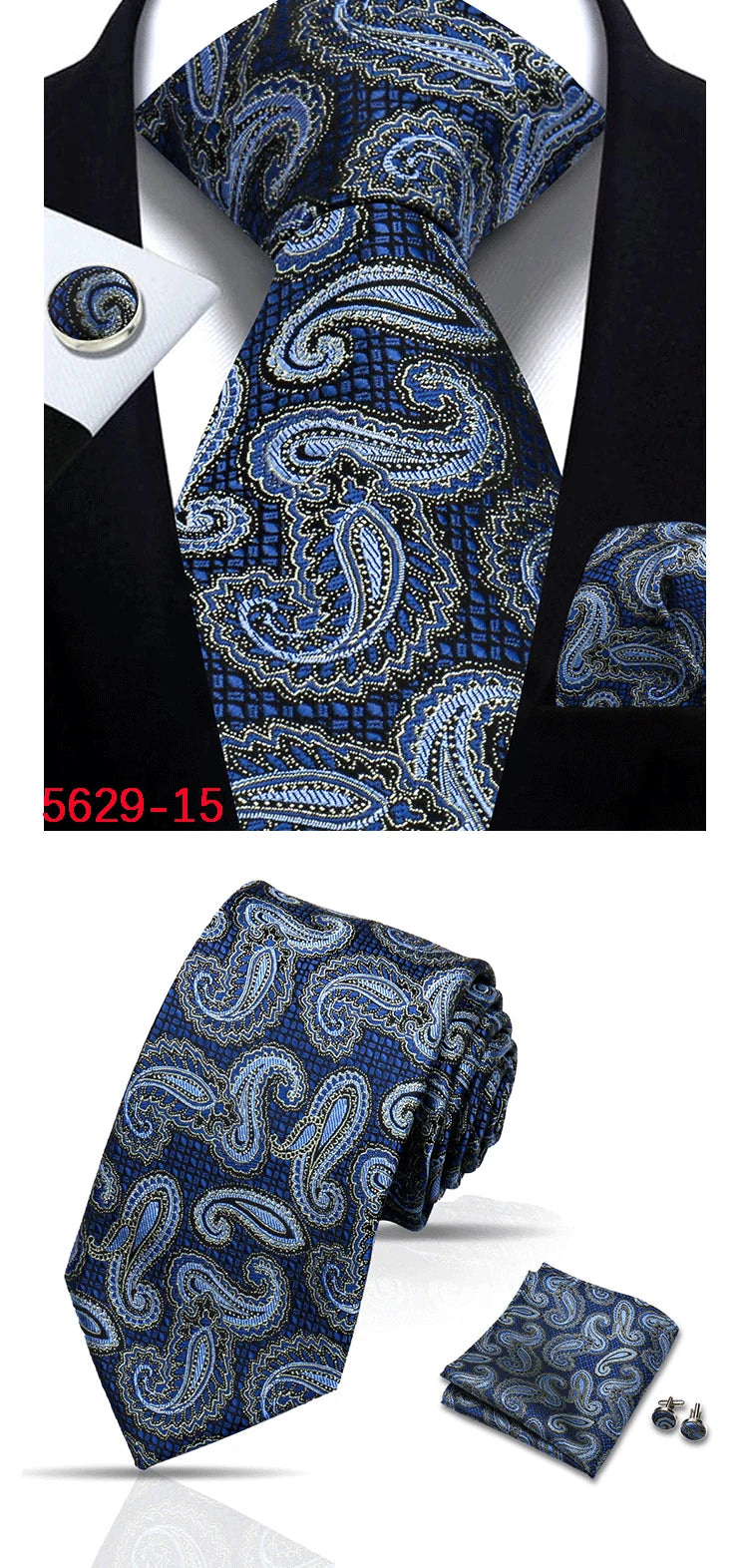 Cravate homme Paisley Jacquard tissé 8 cm formelle affaires mariage cravate poche carré ensemble costume cravate haute qualité fait main Gravata