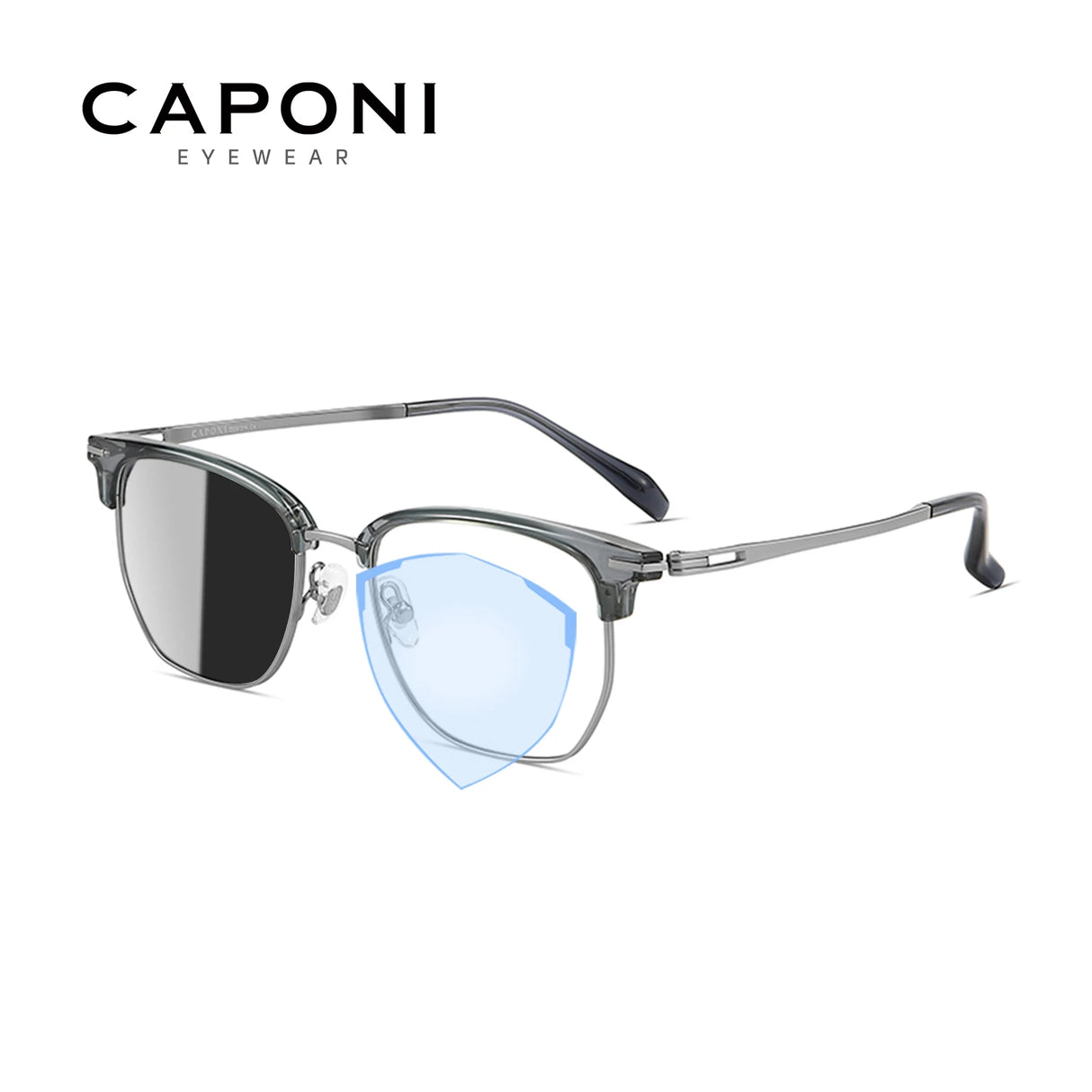 CAPONI Original Designer Men Glasses Frames Pure Titanium Business Eyewear Anti Blue Light Multifunctional Frame Glasses J23615