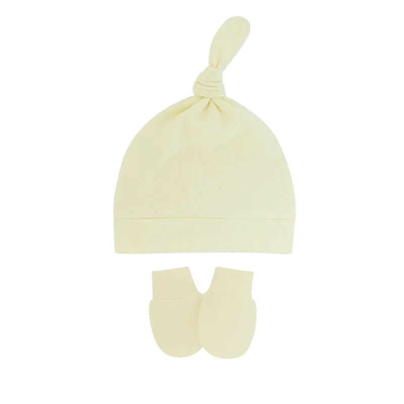 Bonnet pour nouveau-né avec gants, bonnet chaud en coton pour enfants, accessoires pour enfants, bonnet de nuit pour bébés de 0 à 6 mois, automne et hiver