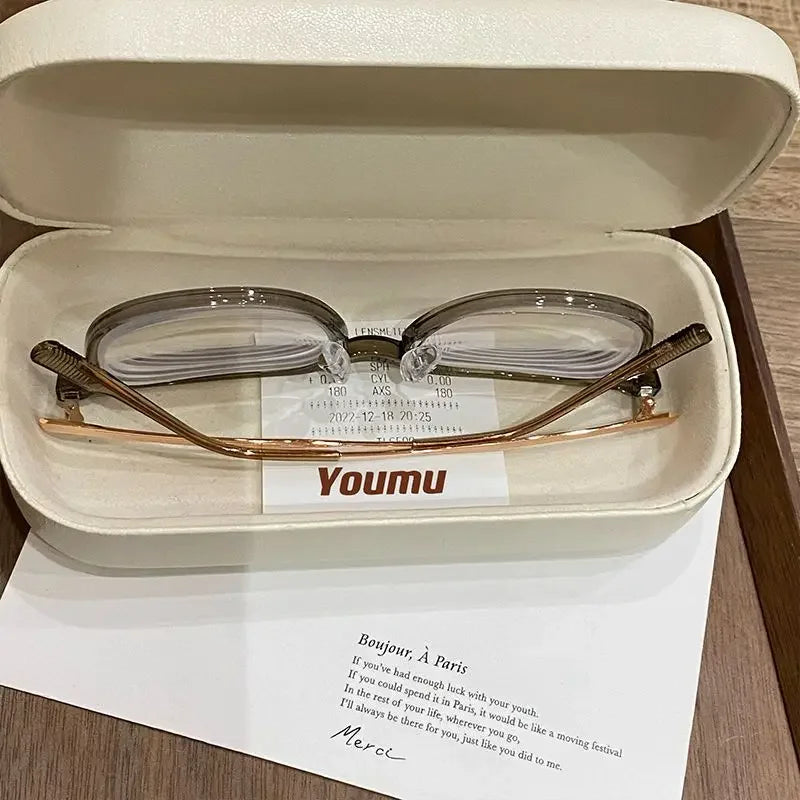 0 ~ -6.0 Myopia Glasses Blue Light Resistant Flat Glasses Oval Resin Lenses Men Computer Optical Eyeglasses Unisex