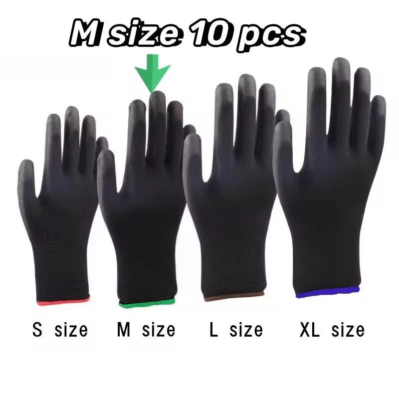 10 pares de guantes de seguridad duraderos: antideslizantes, resistentes al desgaste y con protección ESD para jardinería y carpintería.