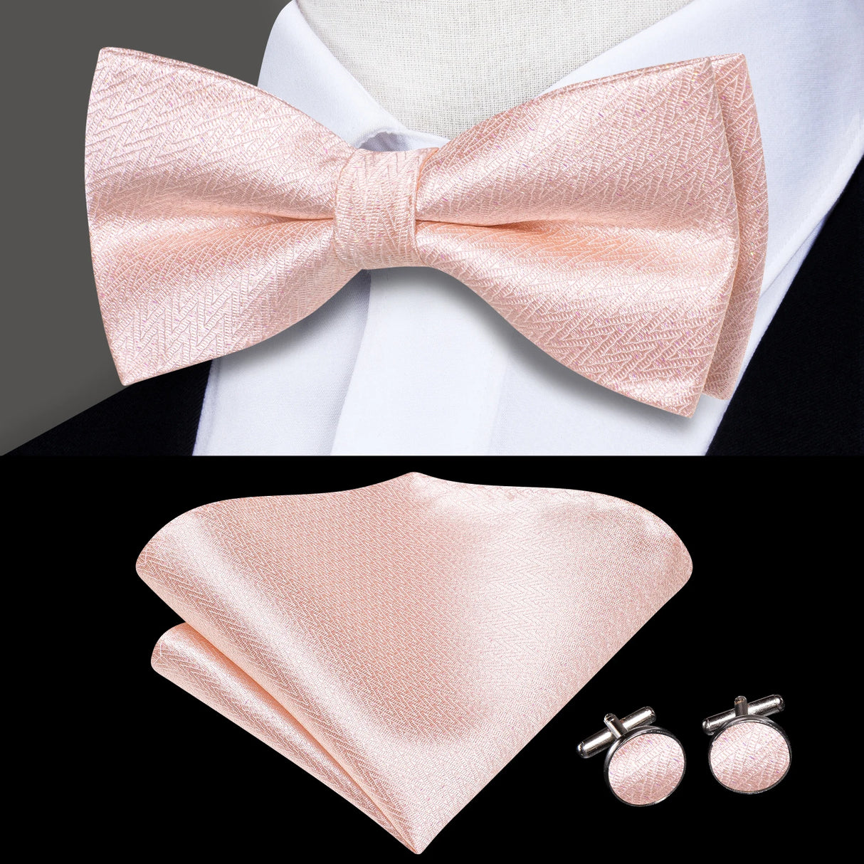 Hi-Tie Marque Soie Pré-noué Homme Nœud Papillon Mouchoir Boutons de Manchette Ensemble Nœud Papillon pour Homme Jacquard Solide Cachemire Floral Mariage Cadeau d'Affaires