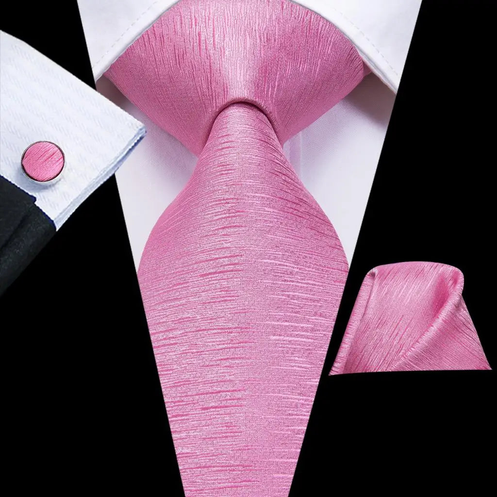 Hi-Tie 100% soie classique pour homme, cravate de mariage corail rose rouge pêche, pochette carrée, boutons de manchette, ensemble de cravates roses pour hommes, cravates cachemire unies