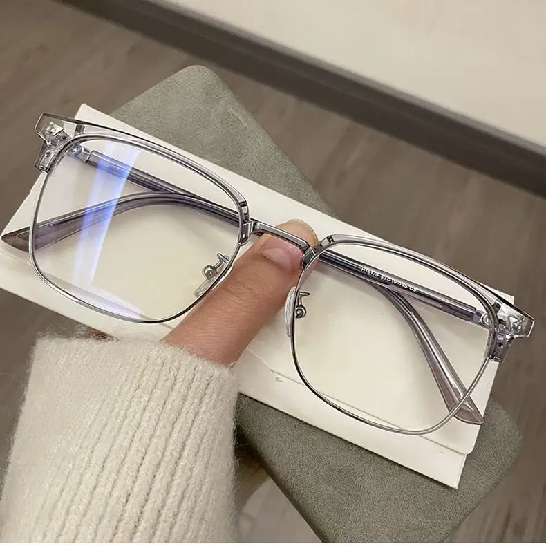 Blue Light Blocking Glasses for Men Women Retro Half Frame Computer Optical Vintage Square Eyewear Anti-radiation Eyeglasses