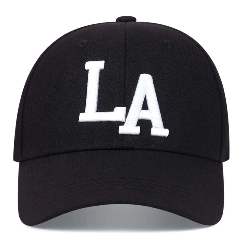 Casquette de baseball unisexe brodée avec lettres « La » pour le printemps et l'automne, chapeau décontracté réglable pour l'extérieur, chapeau de protection solaire