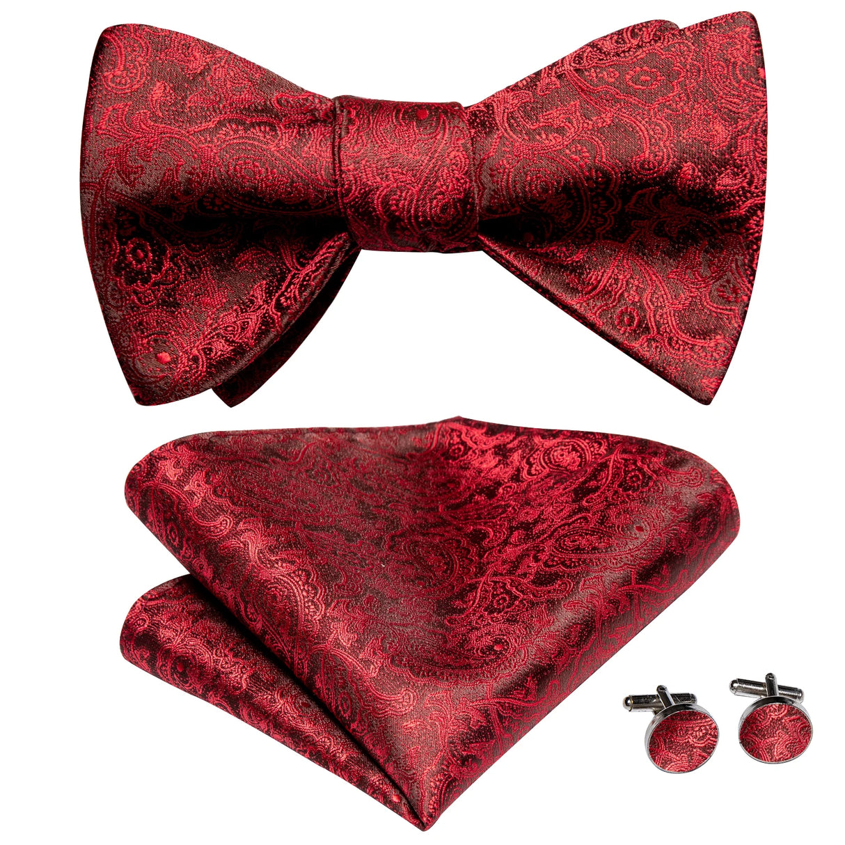 Dropshipping Jacquard Silk Mens Self Bow Tie Hanky Cufflinks Set Male Butterfly Knot Bowtie Wholesale for Male Wedding Business