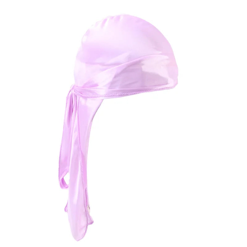 Unisex Silky Long Tail Durag Pirate Hat Turban Fashion Headwraps Cap Bandana Women Men Headwear Caps Hijab Hair Accessories 