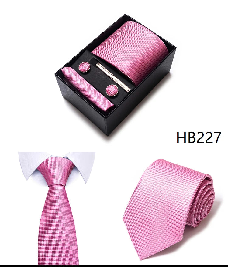 Cravate pour homme, tout nouveau style, cadeau de mariage, ensemble de pochettes, boîte à cravates, accessoires de costume noirs pour hommes