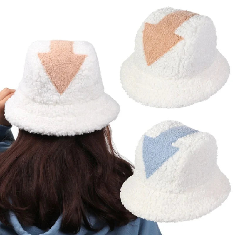 Chapeau bob Appa en laine d'agneau pour femme, casquette de pêche chaude d'hiver, en fausse fourrure, avec symbole de flèche imprimé, pour homme, chapeau plat Tide