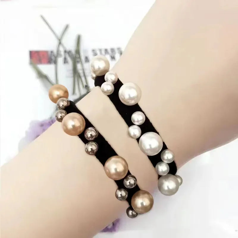 Korean Elastic Streamer Pearl Hair Ties Rope Female Students Bands Ins Rubber Accessories for Women