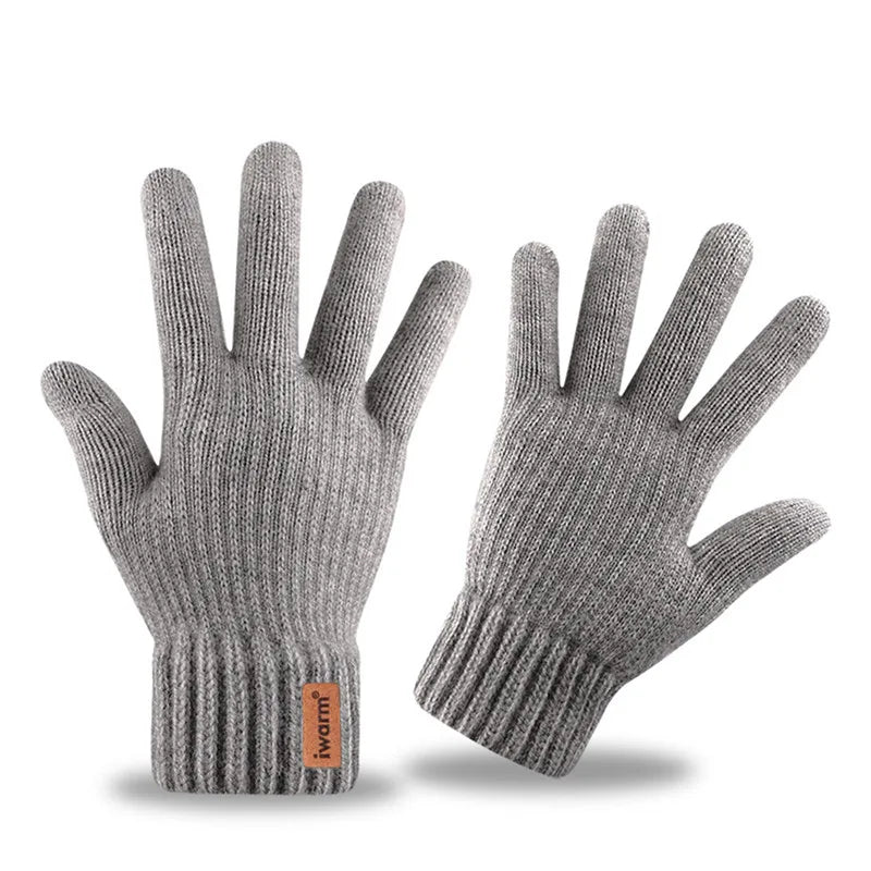 Herren Winterhandschuhe aus Wolle und Kaschmir, gestrickt, hochwertig, warm, für den Winter, Touchscreen, solide Handschuhe für Herren