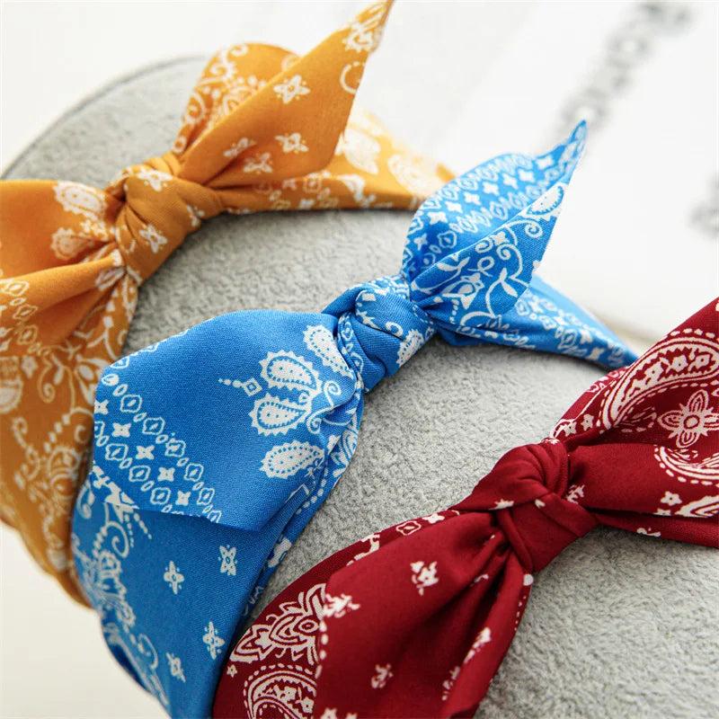 Bow Wide Brimmed Head Hoop For Women Boho Women Soft Solid Print Headbands Cross Knot Elastic Hair Hoop Vintage Headwear New