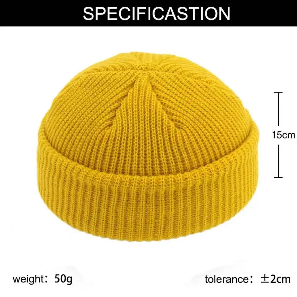 Unisex Autumn Warm Cap New Fashion Men's Beanie Winter Knit Hat Boy Skullcap Sailor Cap Cuffs Retro Navy Short Hat Solid Color