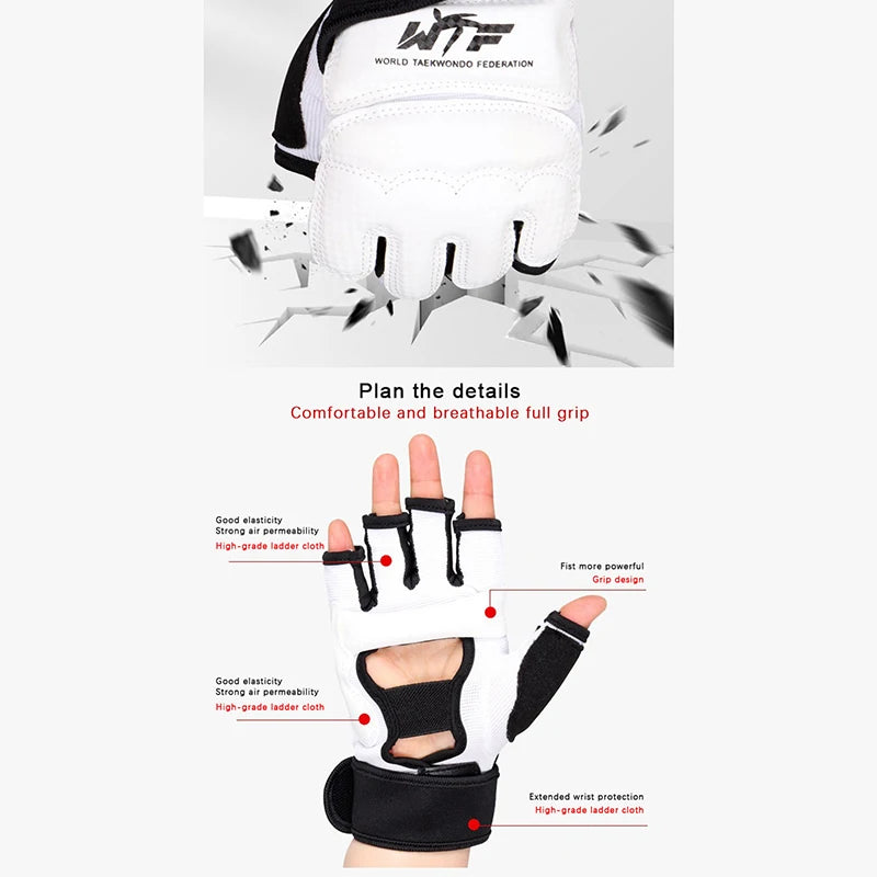 Gants en cuir pour taekwondo, sparring, karaté, protège-chevilles, équipement de protection, boxe, arts martiaux, protège-mains