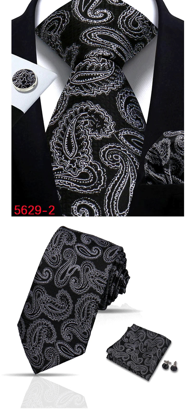 Cravate homme Paisley Jacquard tissé 8 cm formelle affaires mariage cravate poche carré ensemble costume cravate haute qualité fait main Gravata