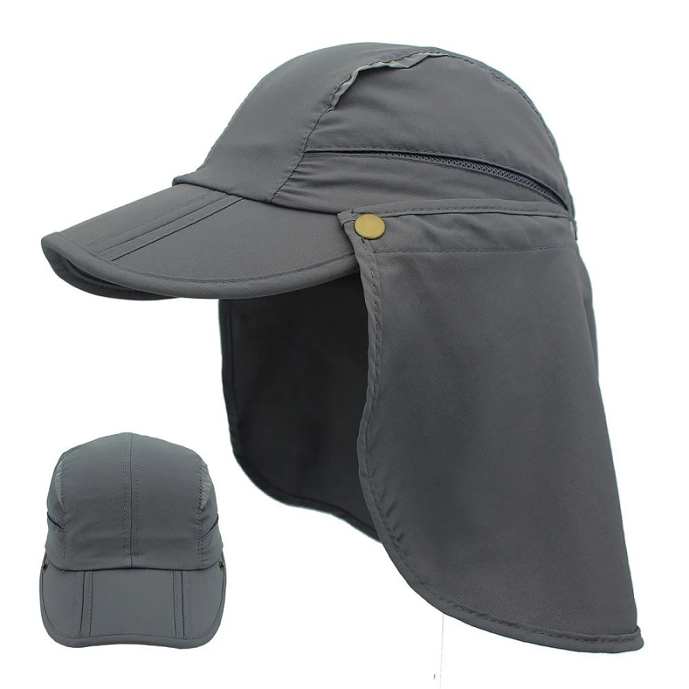 Casquette de protection solaire UPF 50+ pour enfants et garçons, chapeau de pêche réglable et amovible à séchage rapide avec rabat pour le cou