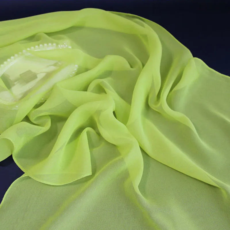 Korean Solid Chiffon Transparent Travel Holiday Beach Towel Women's Silk Scarf Female Summer Thin Long Sunscreen Shawl V10