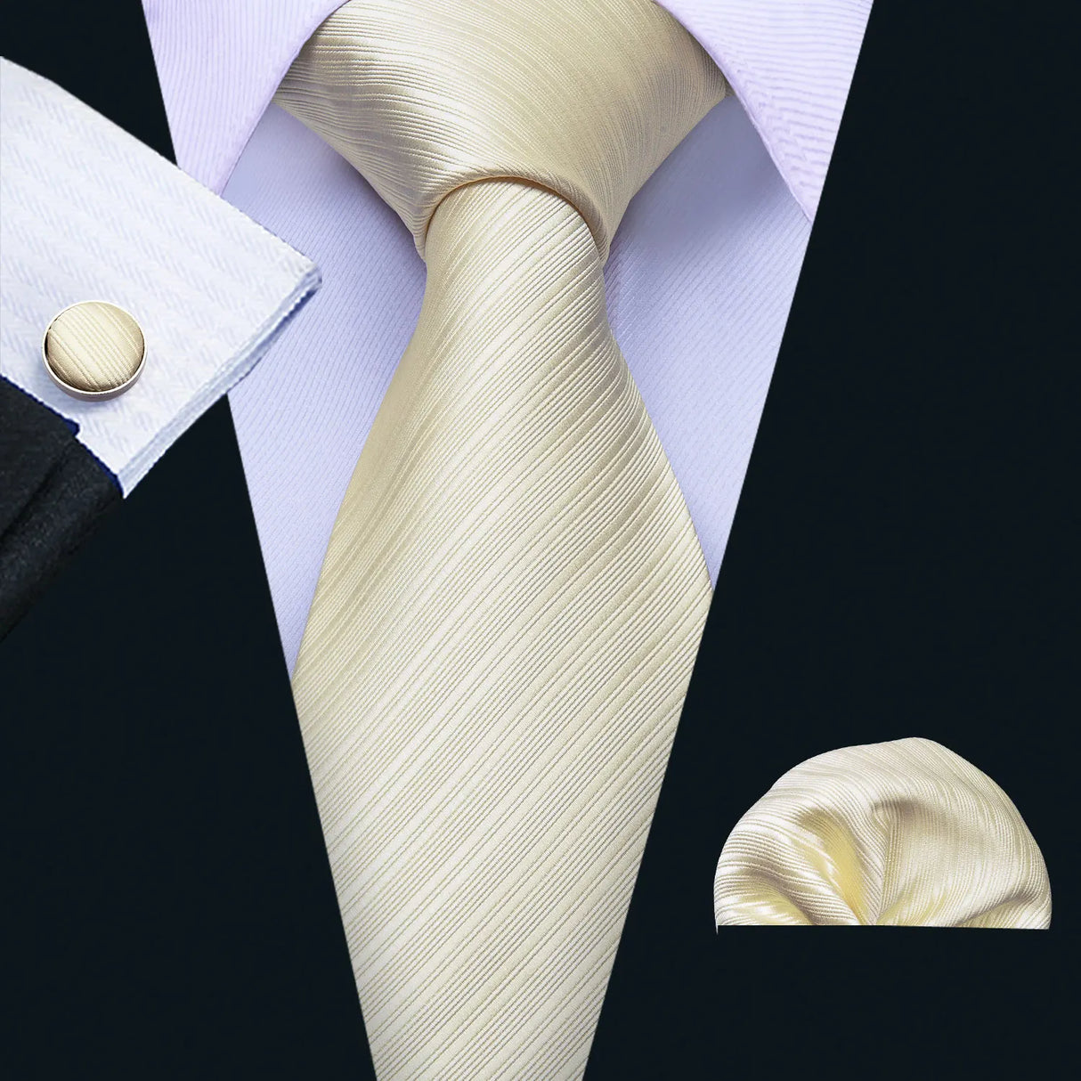 Cravate de luxe pour homme, ensemble de boutons de manchette et mouchoir en soie à rayures rouges, style business, Barry.Wang, accessoire tendance pour mariage, fête, décontracté