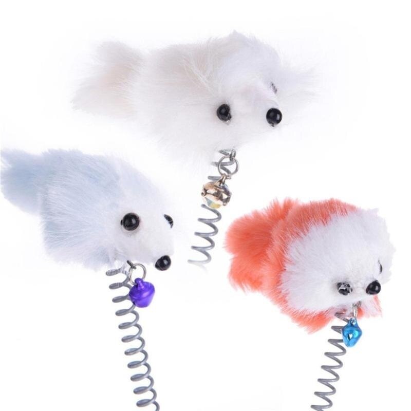 1pc Stick Spring Toy Suction With Bell Mouse Cat Interactive Pet Tool Elastic Scratcher Mice Teaser Entertainment Multicolor New