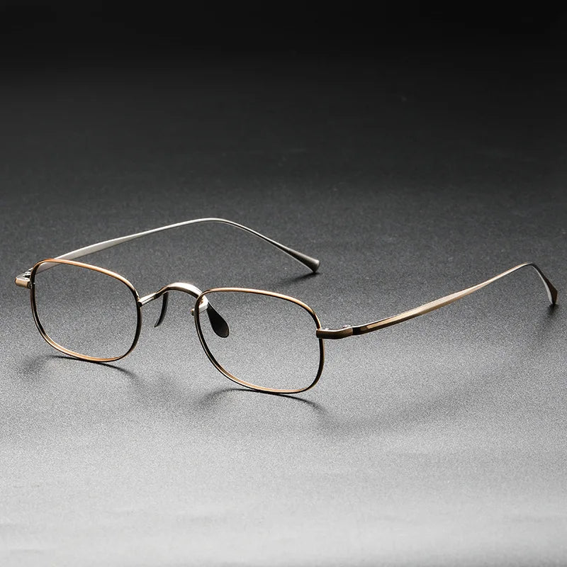 Vintage Small Square Oval 6.5g Ultra-Light Pure Titanium frame ,KJ45|Thin Frame of Golden Wire|For Men and Women