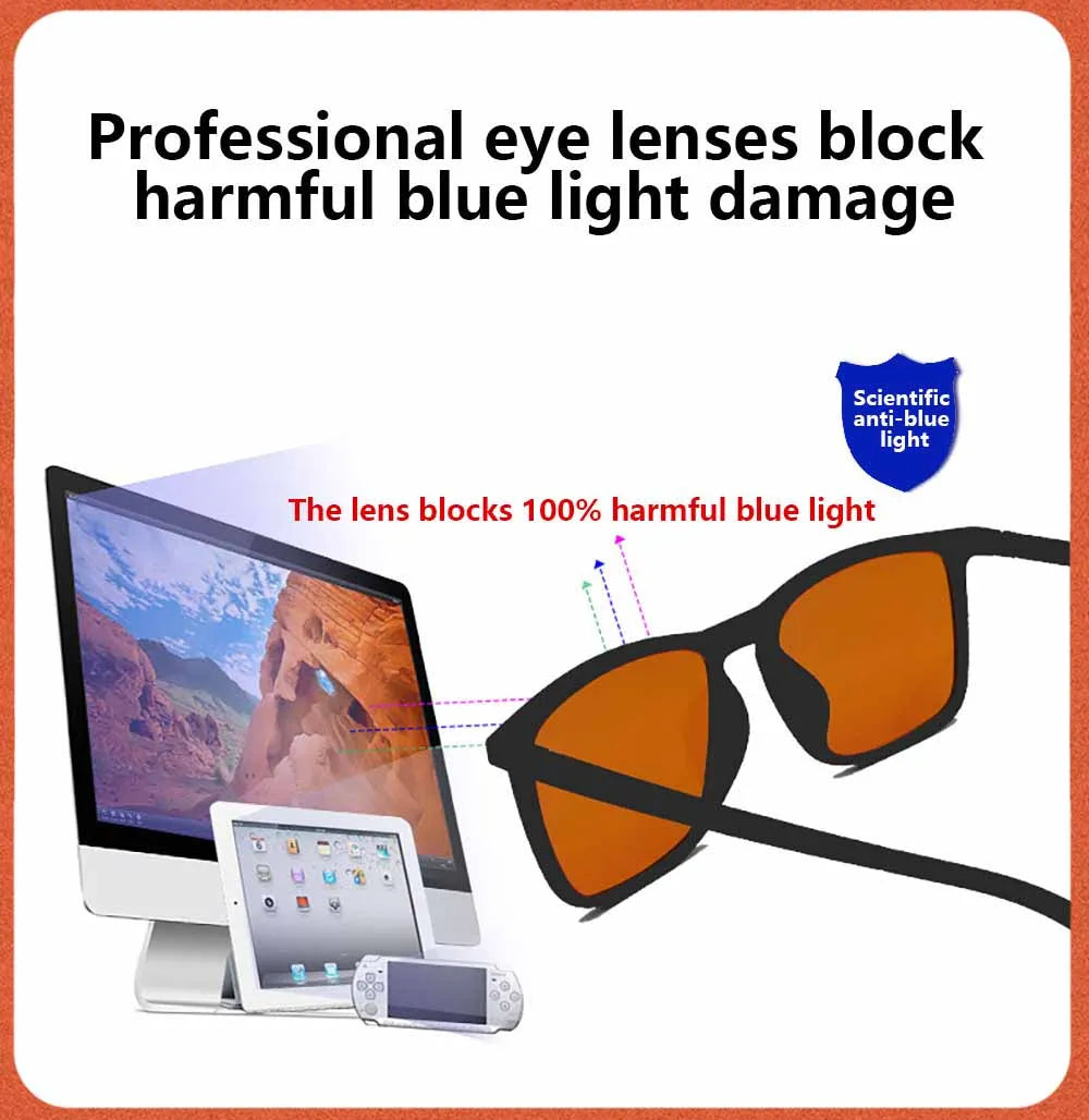 Red Lens,Orange Lens 100% Blue Light Blocking Goggles Glasses Gaming Glasses Anti fatigue fashion Phone Eyeglasses
