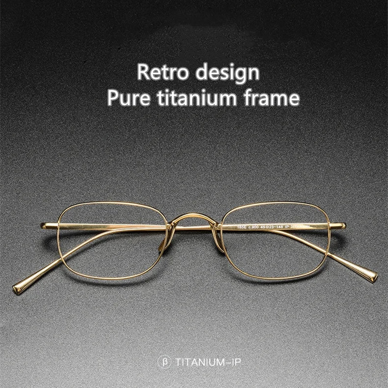 Vintage Small Square Oval 6.5g Ultra-Light Pure Titanium frame ,KJ45|Thin Frame of Golden Wire|For Men and Women