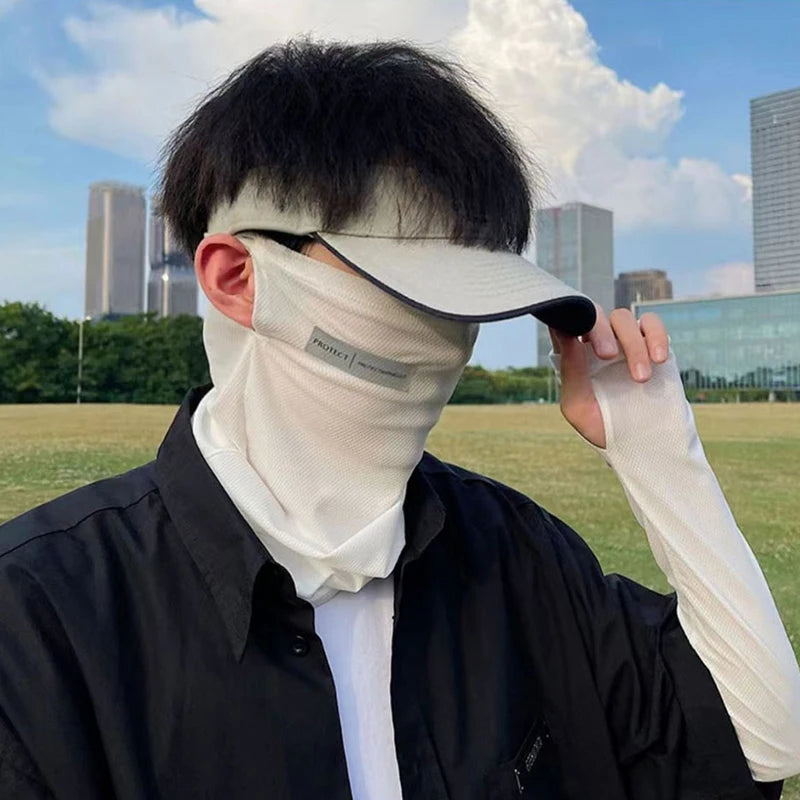 Summer 3D Ice Silk Masks Anti-UV Quick-drying Face Covering Sunscreen Breathable Unisex Simple Neck Protection Hanging Ear Scarf